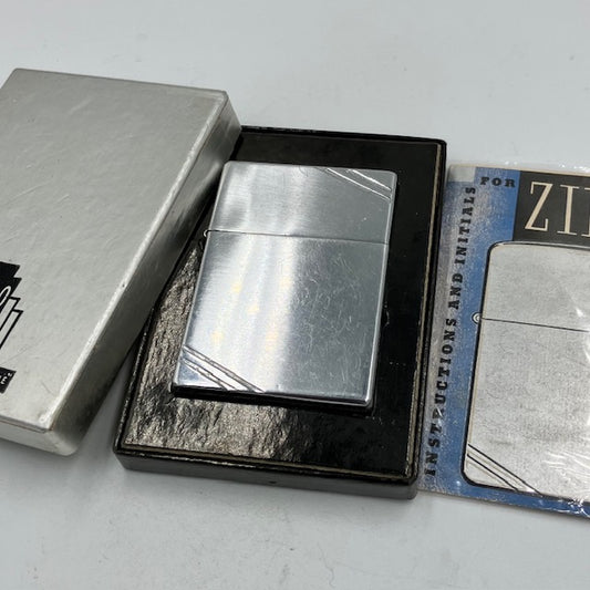 ZIPPO ビンテージ ジッポー 未使用品 1936〜1937年 メタリケ スクエアモデル ダイアゴナルライン オリジナルボックス 取説 中古 動作確認済み 【海外直輸入USED品】