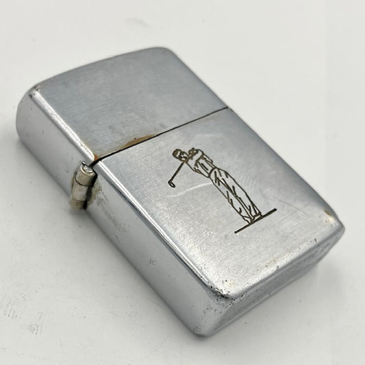 ZIPPO ビンテージ ジッポー 1947年〜1949年 ３バレル スクエアヘッド スポーツシリーズ ゴルファー ニッケルシルバーインナー 中古 動作確認済み 【海外直輸入USED品】