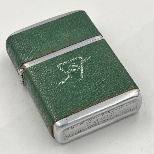 ZIPPO ビンテージ ジッポー 1952年 ハーフカバーレザー スチール製 未着火品 PAT.2032695 中古 動作確認済み 【海外直輸入USED品】