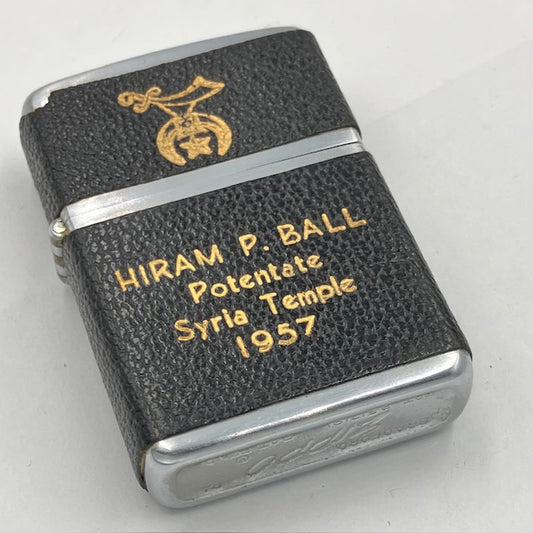 ZIPPO ビンテージ ジッポー 1955年 ハーフカバーレザー Shriners（シュライナーズ） 未着火品 PAT.2517191 中古 動作確認済み 【海外直輸入USED品】