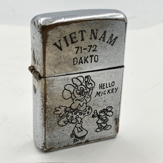 ZIPPO ベトナム 1971年 人気の「Hello Mickey」 ミニーマウスとミッキーマウス柄 ビンテージ ジッポー ベトナムジッポー 中古 動作確認済み 【海外直輸入USED品】