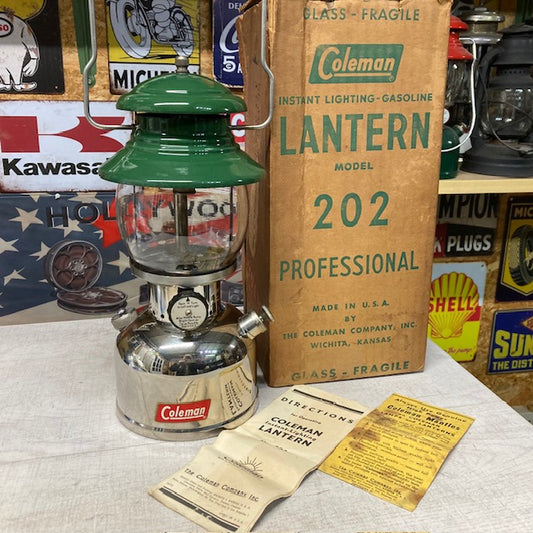 コールマン Coleman ランタン 未使用保管品 希少な最初期1954年製 202 プロフェッショナル サンシャイングローブ 箱 取説 ボックス【海外直輸入USED品】