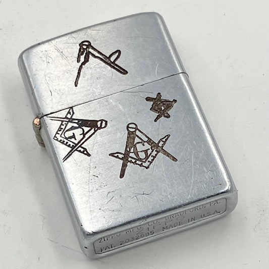 ZIPPO ビンテージ ジッポー 激レア 1951〜1953年 スチール製 フリーメイソン PAT.2032695 中古 動作確認済み 【海外直輸入USED品】