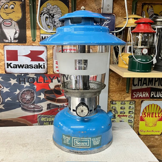 コールマン Coleman ランタン 1971年3月 シアーズランタン シアーズブルー ビッグハット テーパードグローブ MODEL.72217 整備済み【海外直輸入USED品】