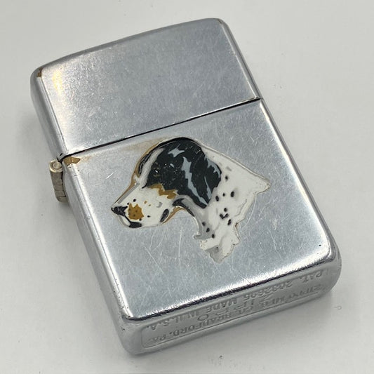 ZIPPO ビンテージ ジッポー 1949年〜1951年 タウン＆カントリー セッター犬 ニッケルシルバーインサート PAT.2032695 中古 動作確認済み 【海外直輸入USED品】