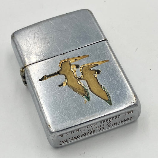 ZIPPO ビンテージ ジッポー 1949年〜1951年 タウン＆カントリー Geese ガチョウ ニッケルシルバーインナー PAT.2032695 中古 動作確認済み 【海外直輸入USED品】