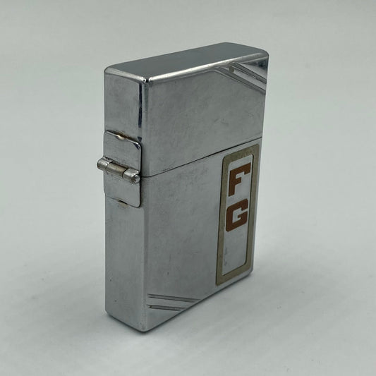 ジッポー ZIPPO ライター 1934年〜1935年 ３バレル アウトサイドヒンジ（外ヒンジ）モデル ダイアゴナルライン メタリケ【海外直輸入USED品】