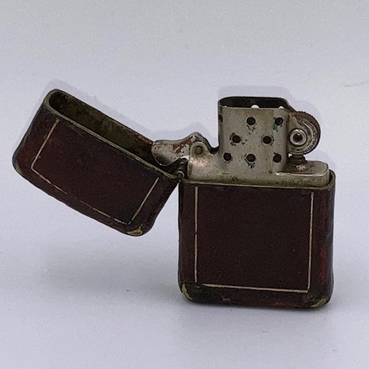 ジッポー ZIPPO ライター フルカバーレザー 1950年製 LEATHER CRAFTRD レザー フルカバー ニッケルシルバー【海外直輸入USED品】