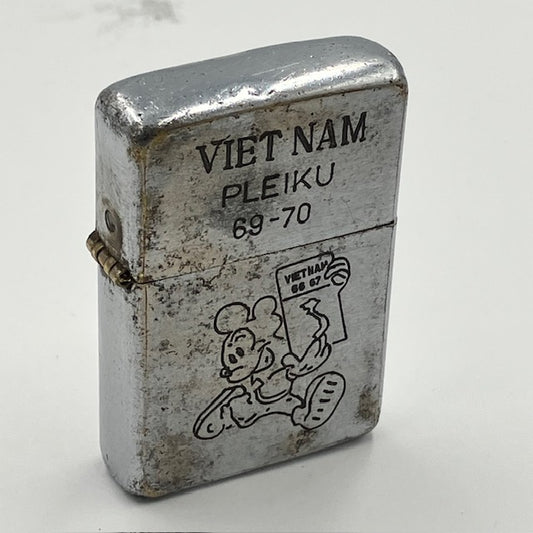ZIPPO ベトナム 1969年 ミッキーマウス柄 ピースマーク ビンテージ ジッポー ベトナムジッポー 中古 動作確認済み 【海外直輸入USED品】