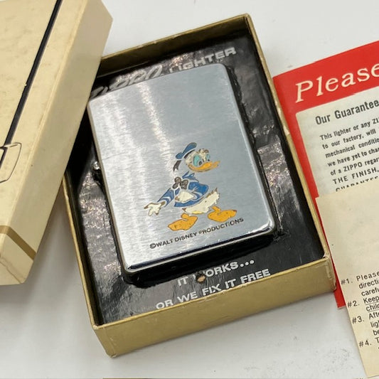 ZIPPO ビンテージ ジッポー 未着火品 1975年 ディズニー ドナルドダック オリジナルボックス インストラクション 中古 動作確認済み 【海外直輸入USED品】