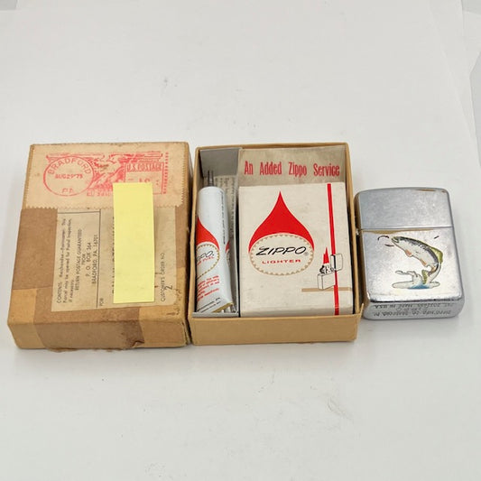 【希少】 ZIPPO ビンテージ ジッポー 1947年〜1951年 タウン＆カントリー TROUT PAT.2032695 リペア返送BOX付 中古 動作確認済み 【海外直輸入USED品】
