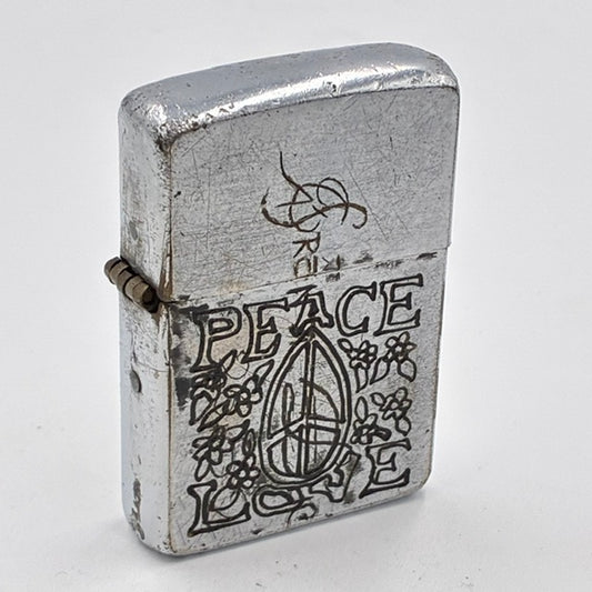 ZIPPO ベトナム 1967年前期 PEACE LOVE絵柄 ビンテージ ジッポー ベトナムジッポー 中古 動作確認済み 【海外直輸入USED品】