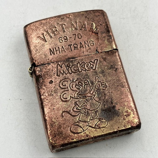ジッポー ZIPPO ベトナムジッポー 1969年 ブラス製 ミッキーマウス柄 使えます ヴェトナムジッポー【海外直輸入USED品】