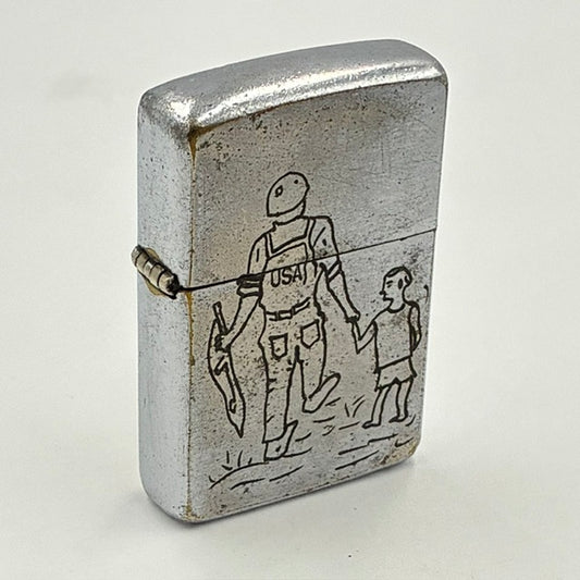 ZIPPO ベトナム 1967年前期 兵士と子供 ビンテージ ジッポー ベトナムジッポー 中古 動作確認済み 【海外直輸入USED品】