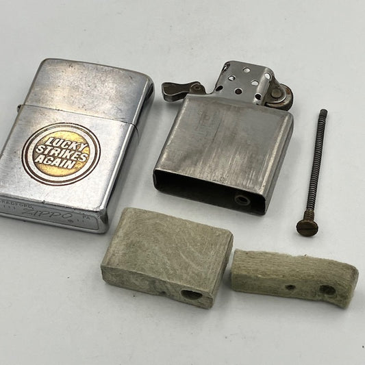 ジッポー Zippo ライター 1969年 希少なビンテージLUCKY STRIKES ラッキーストライク 豆腐フェルト【海外直輸入USED品】