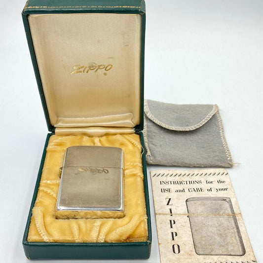 ジッポー ZIPPO ライター 希少なケース 未使用品 垂直刻印 3バレル 1947〜1949年頃 スターリングシルバー ニッケルシルバーインナー【海外直輸入USED品】